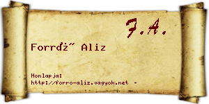 Forró Aliz névjegykártya